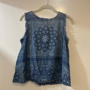 For The Republic Indigo Paisley Top